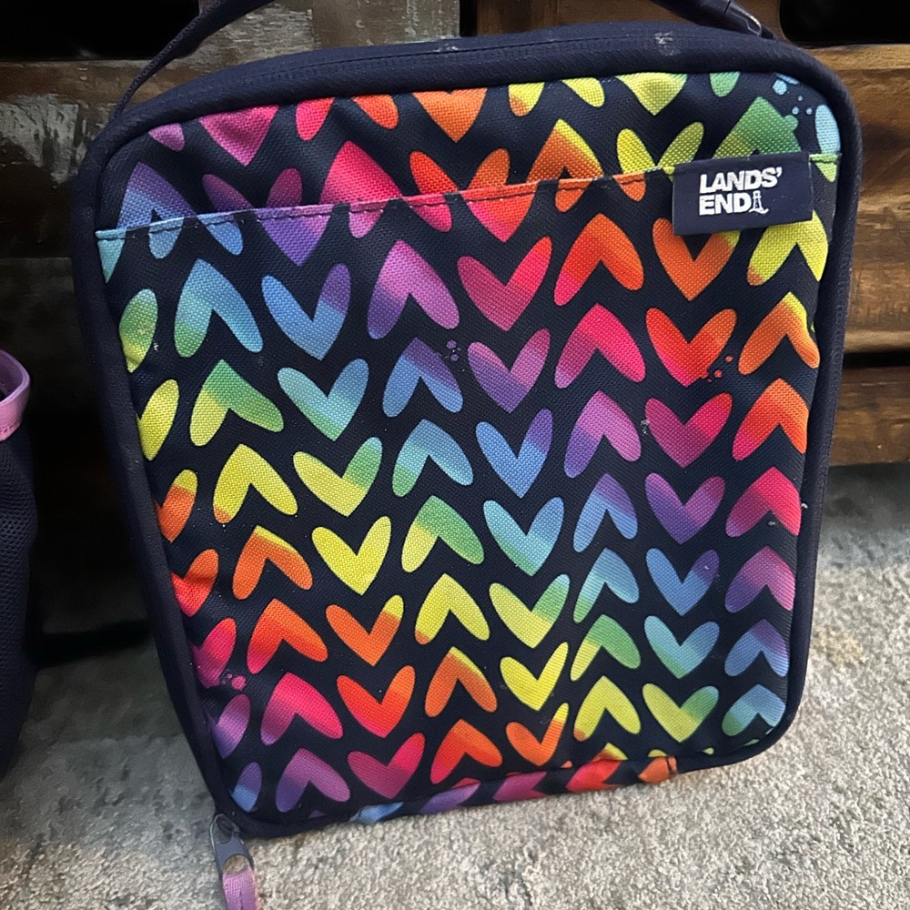 Lands' End Rainbow Heart Kids Backpack Set - Picture 2 of 6
